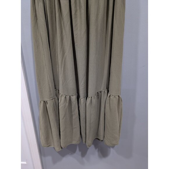 ASOS Design Women's Sleeveless Tiered Dress Olive Green Midi Elastic Waist Sz 18 - Picture 14 of 16